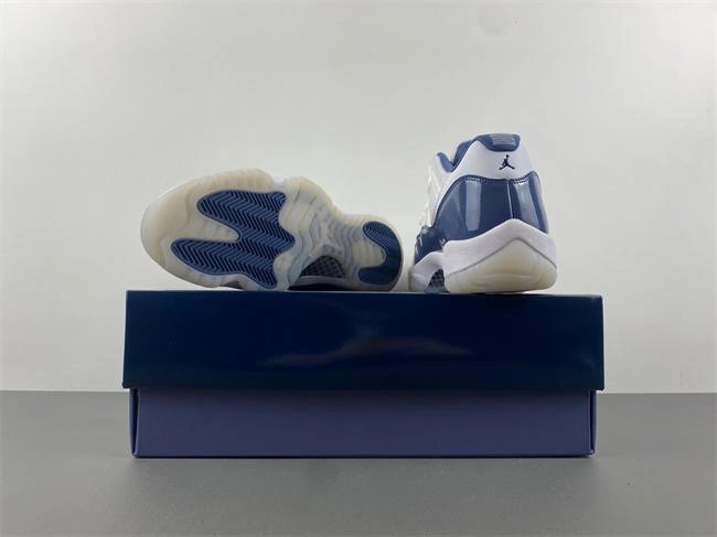 Sporty Air Jordan 11 White navy blue FV5104- 4090